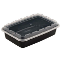 Контейнер одноразовый 830мл С КРЫШКОЙ 207х140мм черный/прозрачный, ПП, ВЗЛП ШК0792, 1261Ч