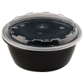 Контейнер одноразовый 950мл С КРЫШКОЙ круглый d172мм черный/прозрачный, ПП, ВЗЛП ШК0, 1265Ч