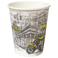 Стакан одноразовый бумажный 250/273мл d-80мм с печатью, ГОРОД, КОМПЛЕКТ 50шт, WELDAY 702695