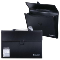 Папка-портфель пластиковая BRAUBERG А4 (390х260х40 мм), 3 отделения, фактура линейная, черная, 221389