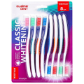 Зубная щетка жесткая CLASSIC WHITENING, безопасное отбеливание, КОМПЛЕКТ 8 шт., LAIMA DENT 609315
