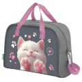 Сумка для занятий с плечевым ремнем, подкладкой BRAUBERG KIDS с ручками, 35x25x15 см, Purr cat, 274629